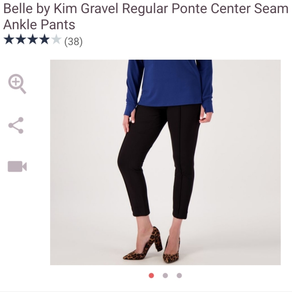 Belle by Kim Gravel Ponte Knit Center Seam Ankle Pants - Black - Size 18W - NWT